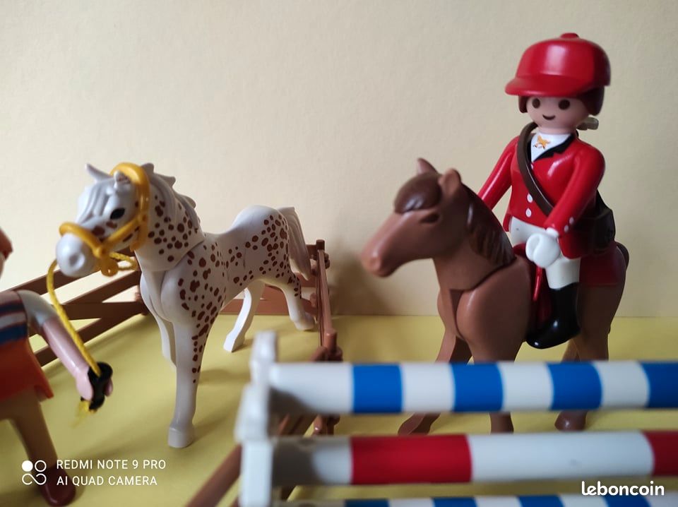 Joli Lot Playmobil équestre saut d'obstacles, abreuvoir, chevaux, personnages, barrières... (image 3)