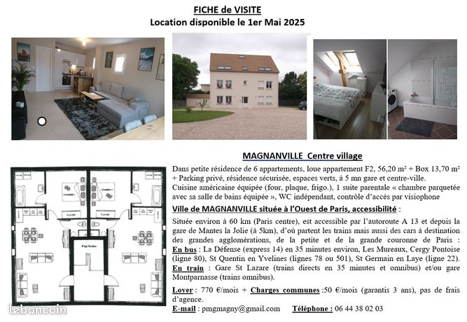 Appartement 2 pièces 56 m² + Box 14 m² + Parking