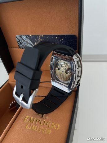 Montre Emporio Moda Italia Jumbo Homme - Cadran Noir, Bracelet Silicone, Quartz, Neuf Avec étiquettes