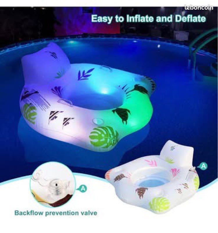 Bouée Piscine Géante Avec Auvent Et Lumières Solaires – Chaise Flottante Pour Adulte – DeeprBling