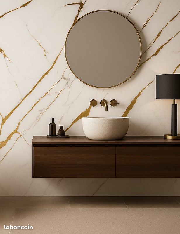 Revêtement Mural Étanche - Sans jointoiement Ref. Carrara Gold (image 1)