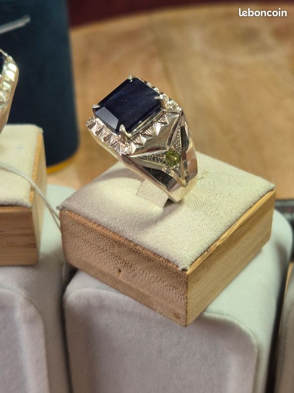 Bague En Argent Massif 925 Avec Saphirs Synthétiques Et Zircons - Taille 54 - Bleu - Neuf