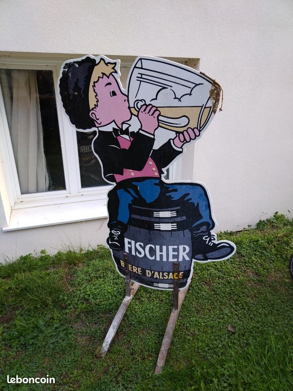 Grande enseigne silhouette Fischer Bière d'Alsace avec piétement - Vintage (image 2)