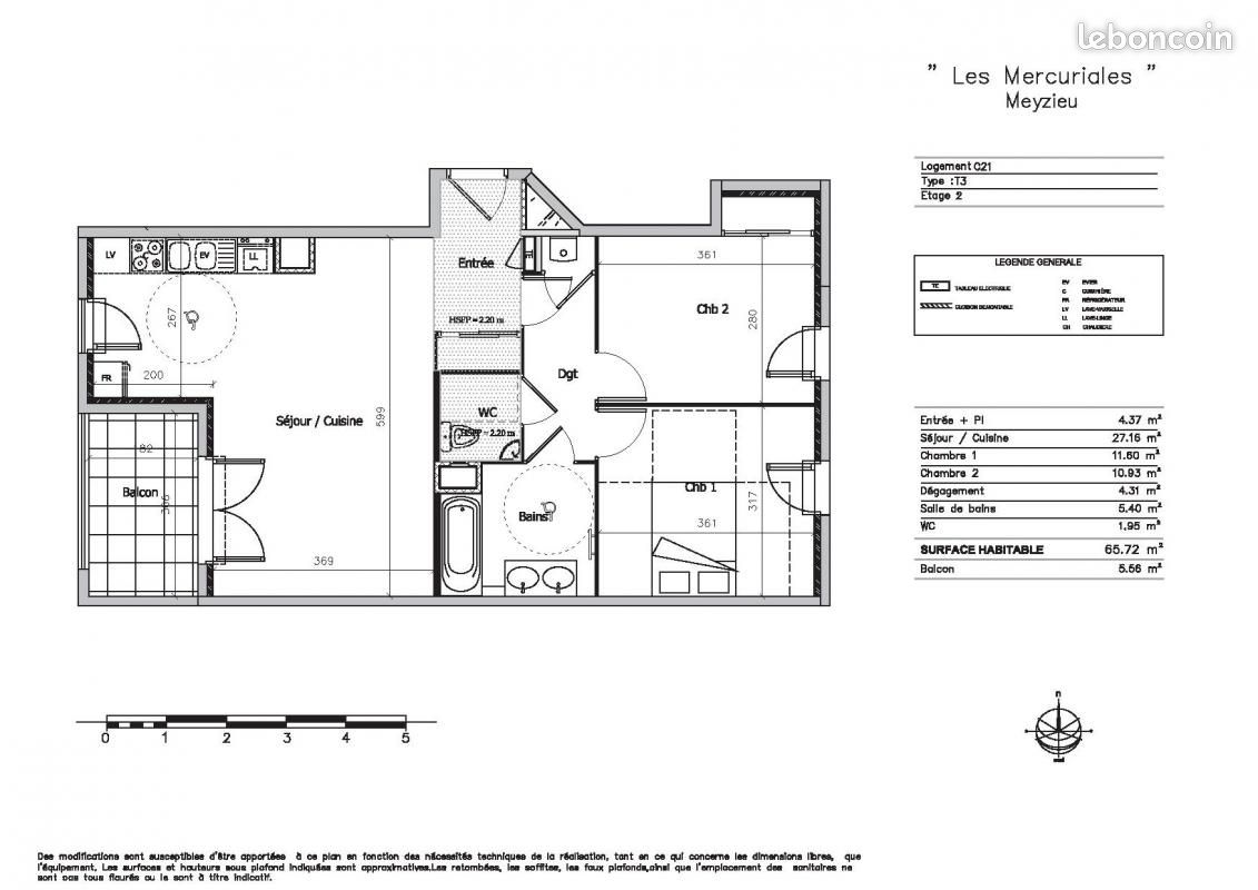 Appartement a louer meyzieu - 3 pièce(s) - 65 m2 - Surfyn