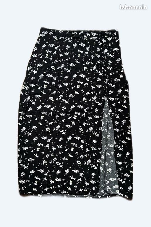 Jupe Midi Fendue Boutonnée Pimkie Fleurs Blanches Vêtements