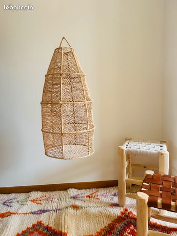 Lampe Marocaine Artisanale Suspendue – Cuivre Doré – TBE – Intérieur Bougie