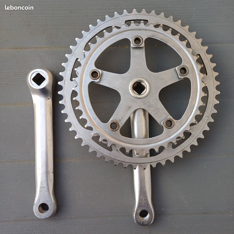 Pédalier double plateaux 48/40 dents vélo ancien vintage axe carré