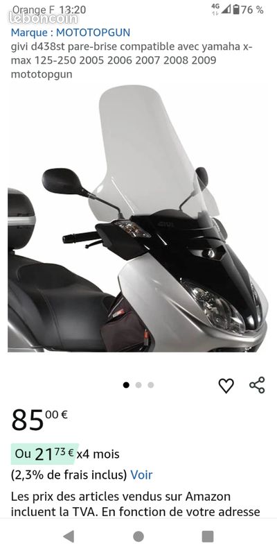 Pare-brise / bulle Yamaha Xmax (image 1)