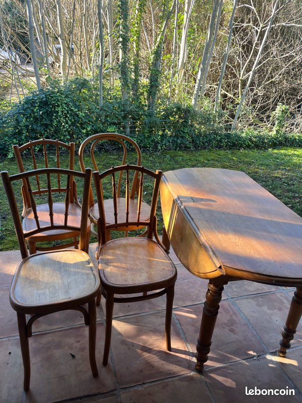 Ensemble bois massif ancien 4 chaises + table ovale provençal (image 5)