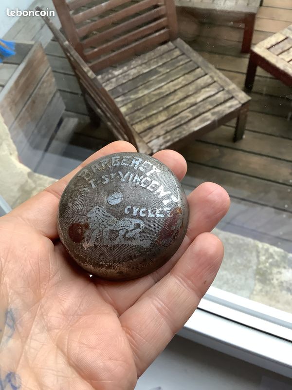 Ancienne Sonnette De Vélo Peugeot – Cuir Marron – Sonnette Rétro Vélo