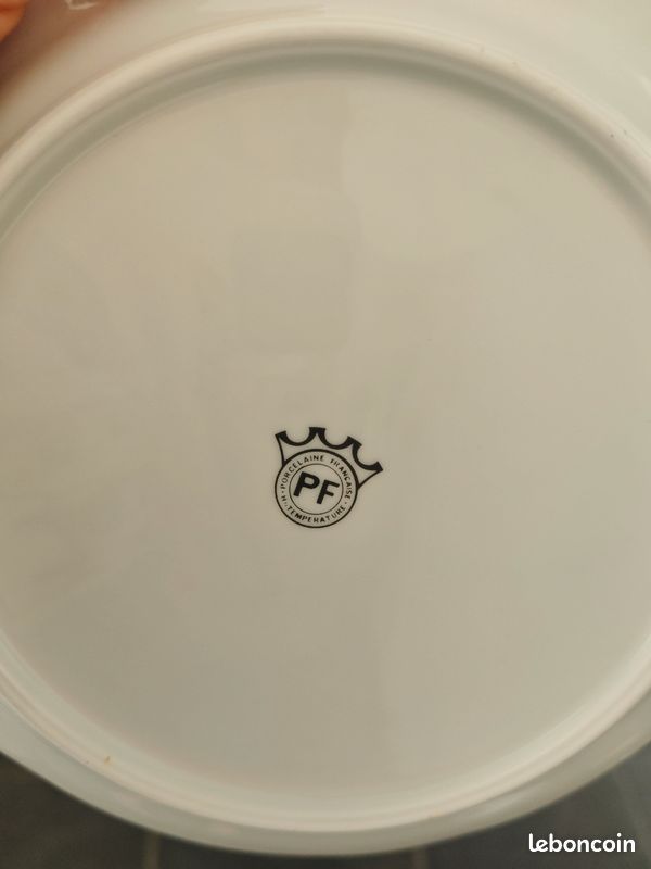 Lot 10 assiettes à poisson vintage Porcelaine Française PF bord doré – motifs variés (image 7)