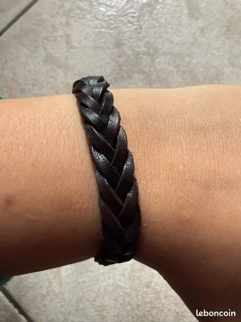 Bracelet Mixte Réglable En Simili Cuir Noir - Modèle Unique Pour Hommes Et Femmes, Artisanal
