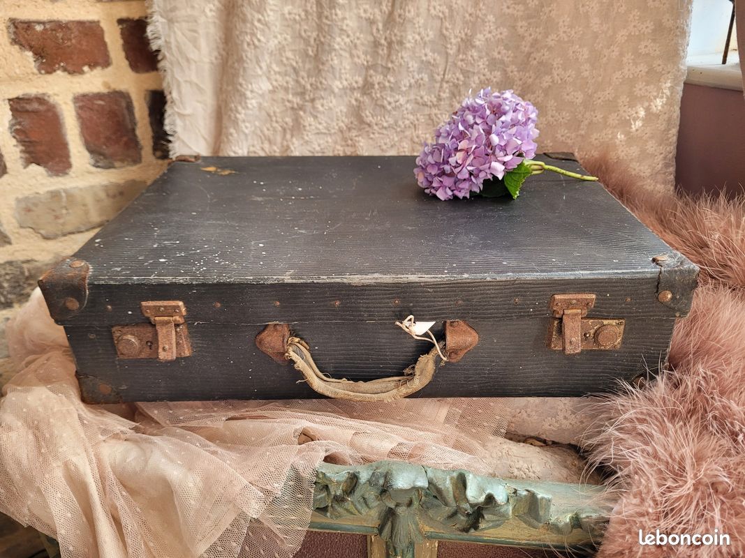 Valise ancien carton bois cuir Accessoires Bagagerie