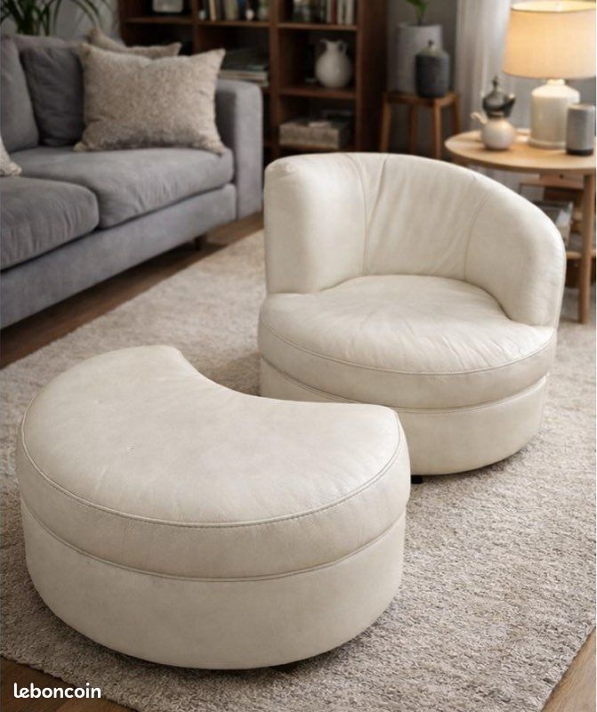 🪑 Fauteuil design en cuir blanc – modulable – Maison du Convertible (image 1)