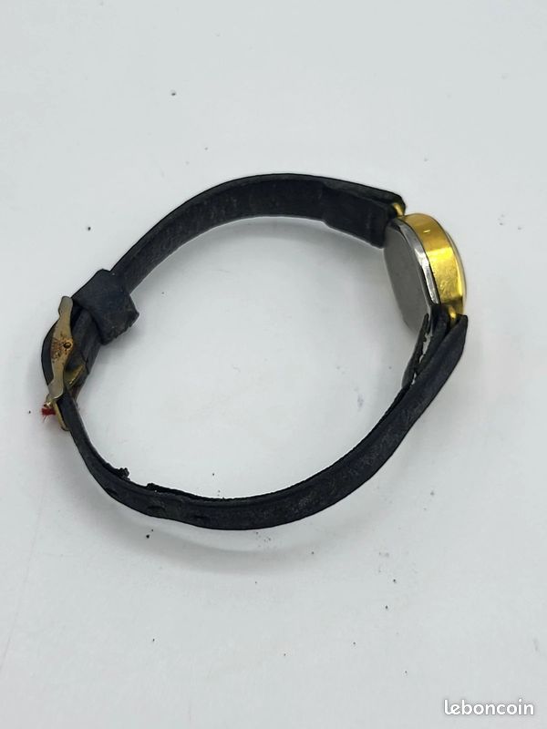 XB – Montre Vintage Herma Femme Plaqué Or Bracelet Cuir Fonctionnelle (image 5)