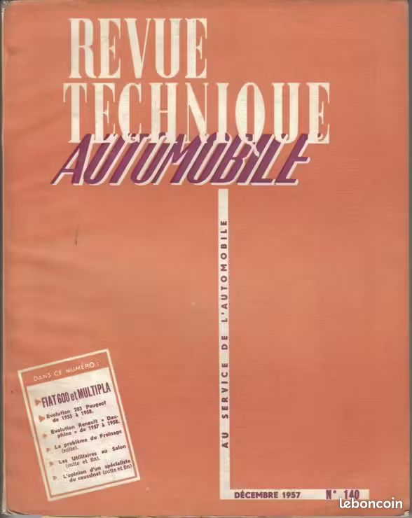 Collection revue technique automobile RTA Fiat 600 et Multipla n°140 (image 1)