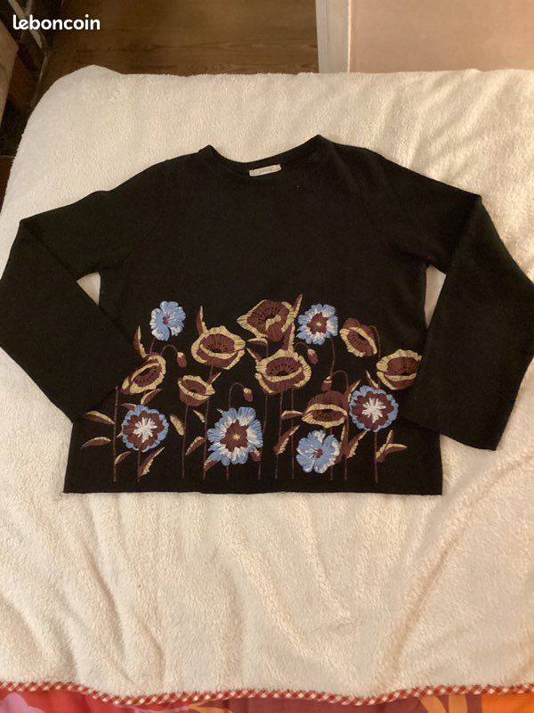 Pull Zara Lumineux En Coton/polyester - Taille M (38), Couleur Blanc Crème, Noir, Rouge