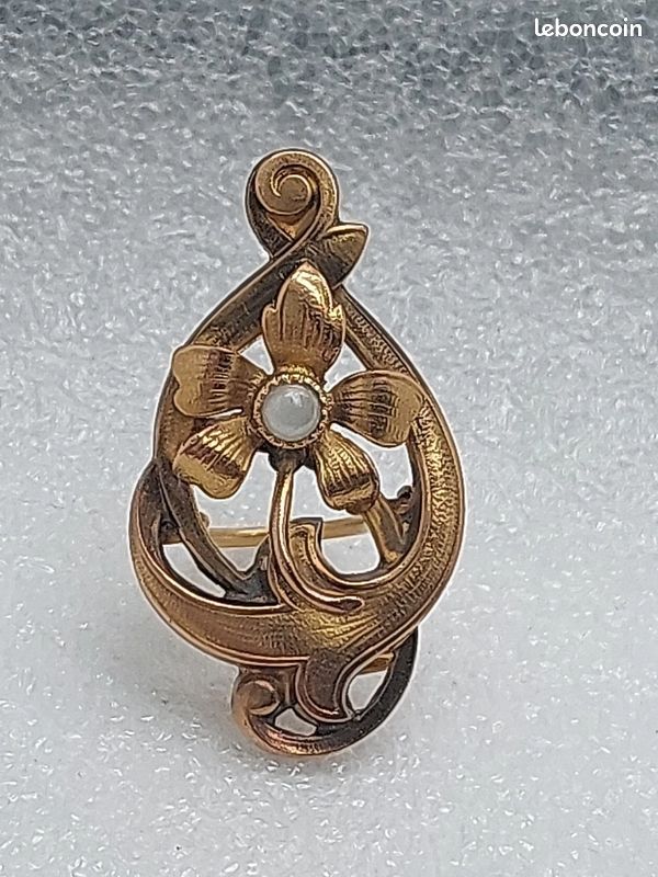 Ancien Coulant De Sautoir Coulisseau En Or - Style Art Nouveau Vers 1900 - Accessoire Bijou Vintage Superbe