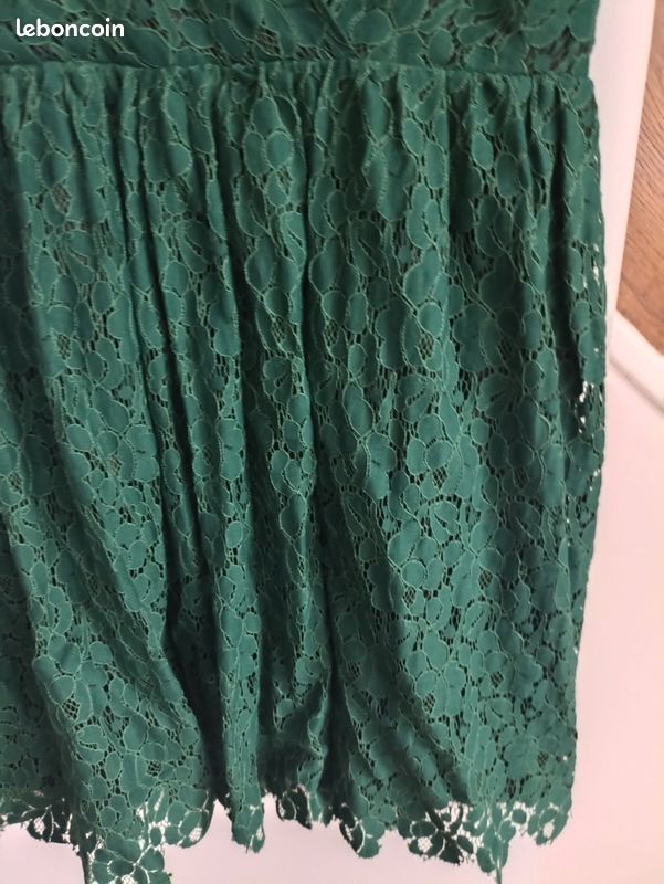 Robe en dentelle verte Zara Woman | Taille L | Excellent état | (image 7)