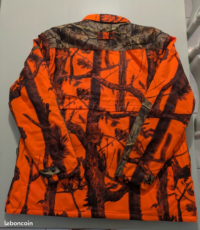 Veste De Chasse Vintage Melton En Laine Orange Taille XL - Années 80, Style Overcoat à Fermeture éclair
