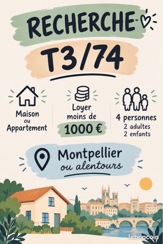 Appartement 3 pièces 60 m² · à Montpellier · 60 m² · 1 000 €/mois