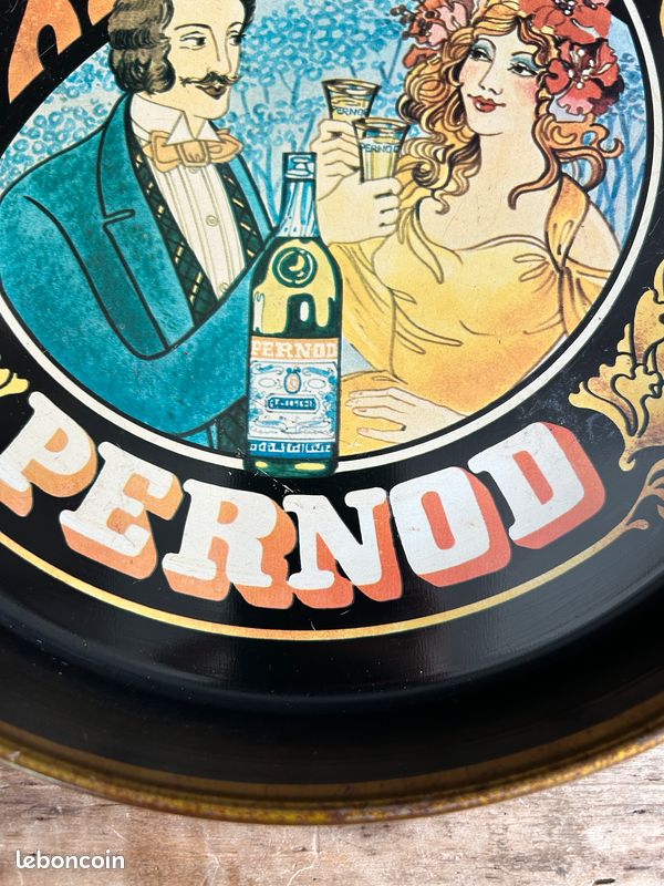 Plateau publicitaire Pernod Rendez-vous vintage tôle lithographiée style Belle Époque (image 9)