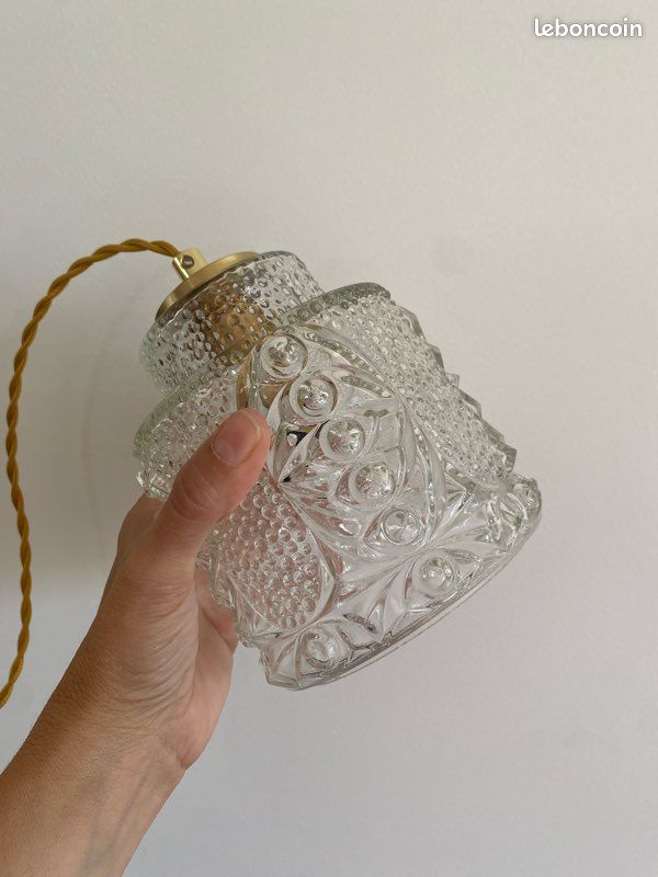 Suspension / Baladeuse globe vintage en verre (2 dispo) (image 5)