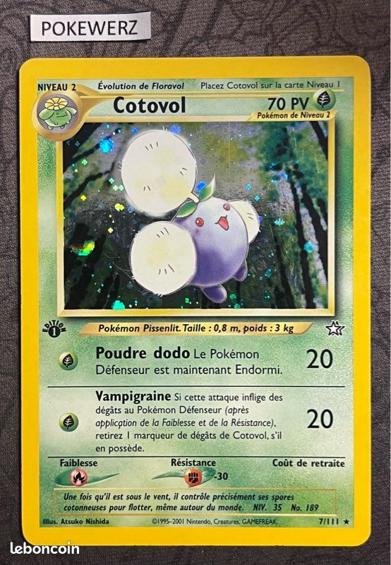 Carte Pokémon Cotovol édition 1 7/111 Wizards Neo Genesis (image 1)