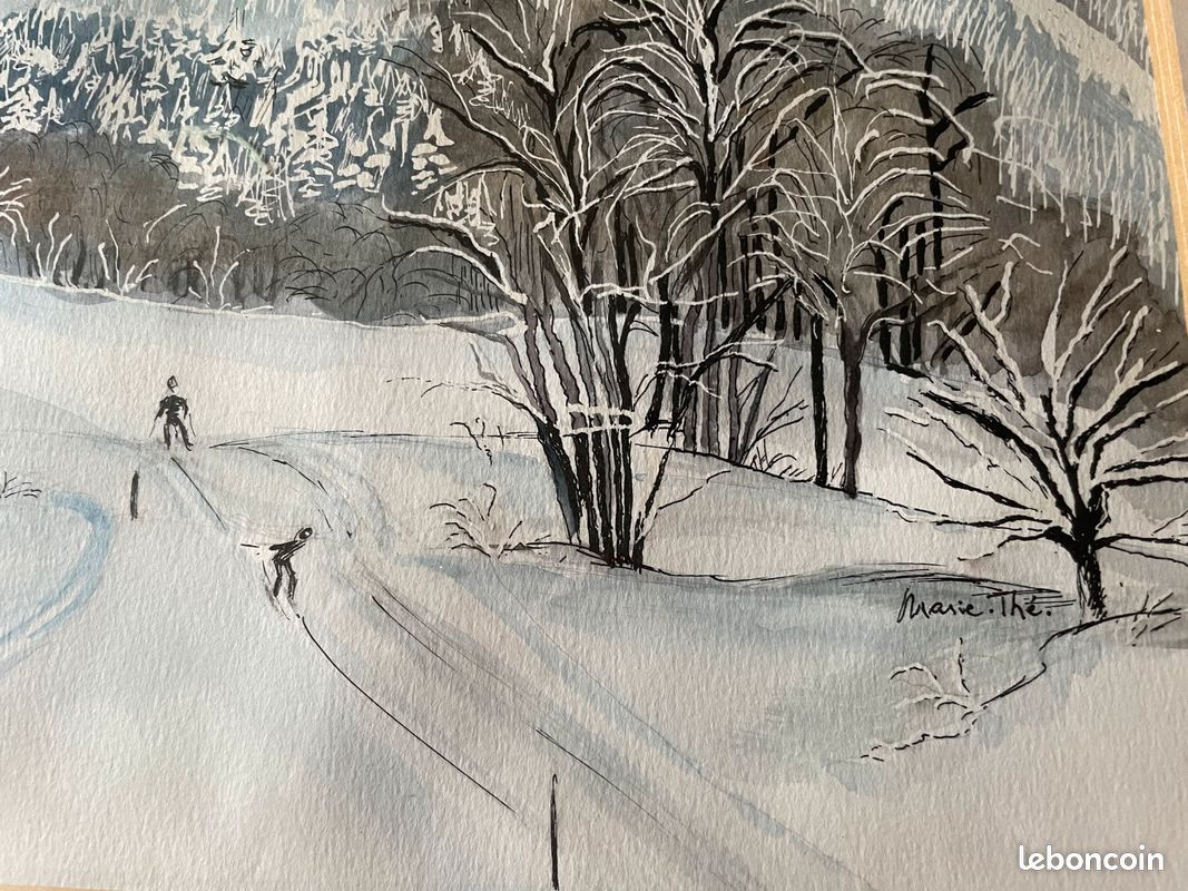 Tableau Aquarelle Paysage de neige (image 2)