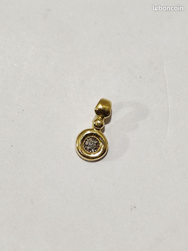 Pendentif Vintage Plaqué Or 18K Avec Cristal - Style Diamant, Réf. 3099 - Parfait État