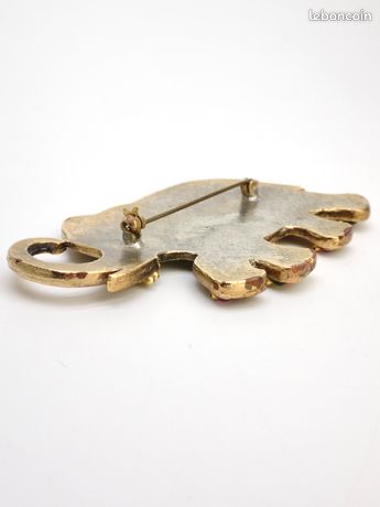 Broche Vintage éléphante Avec Cristaux - Couleur Or, Porte-bonheur, Occasion Joli Modèle