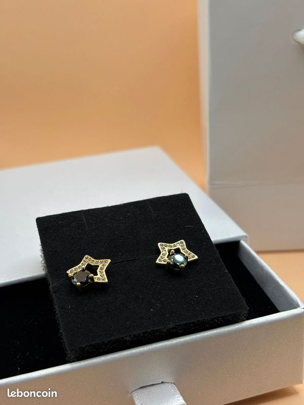 Boucles d'oreilles en argent plaquage or et diamants de moissonite avec carte gra certificat (image 8)