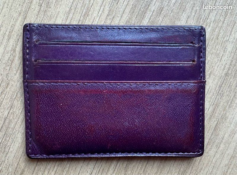 Porte carte en cuir violet (image 2)