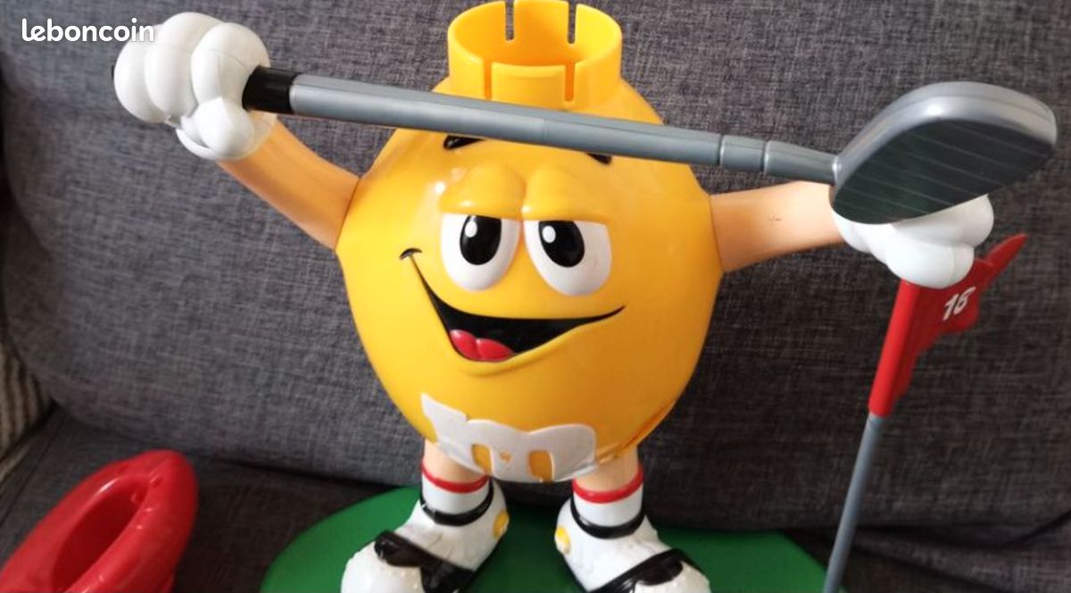 Distributeur M&M's Jaune Ski - 18 Cm - Figurine PVC - Occasion