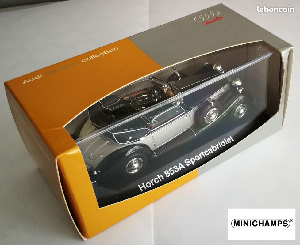 Miniature Horch 853A Minichamps 1/43 – Noire, Collection, Boîte Vitrine