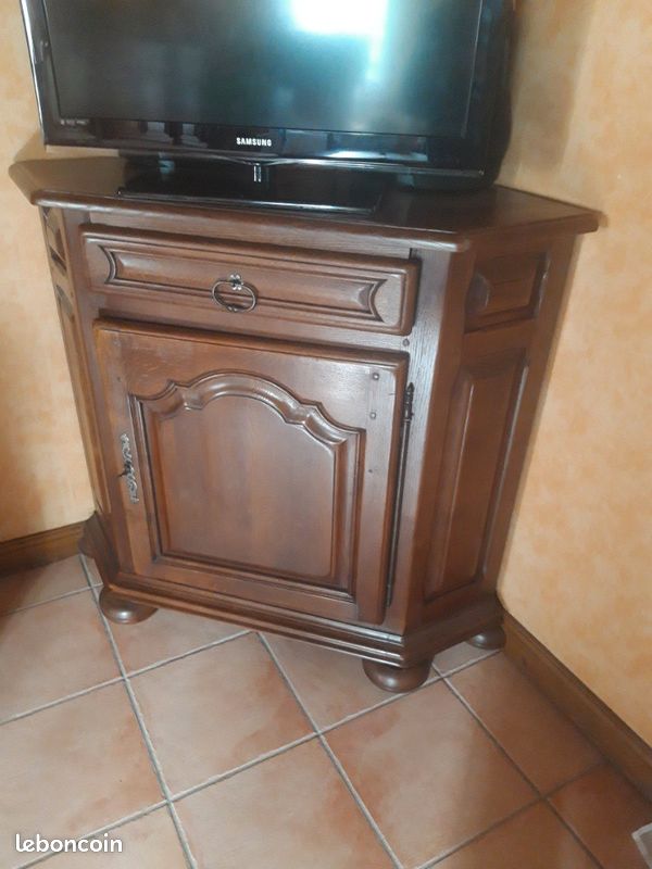 Meuble d'angle TV en chêne massif (image 1)