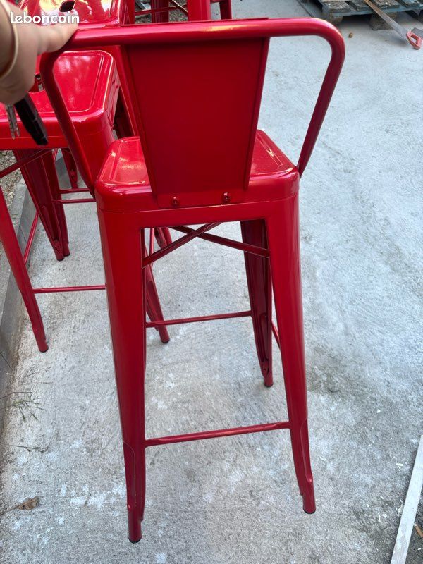 4 tabourets de bar bistrot rouge H77cm neufs (image 6)