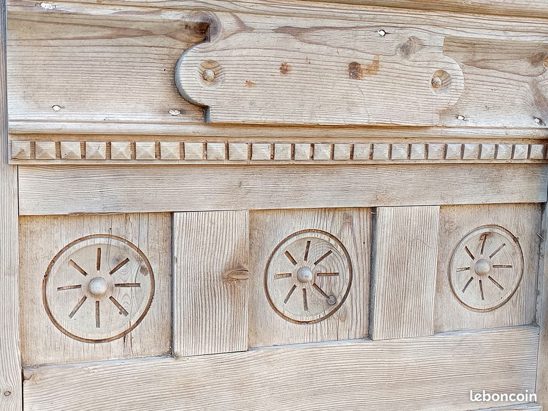 2 grandes portes intérieures en bois de château normand avec grilles en fonte, rare (image 3)