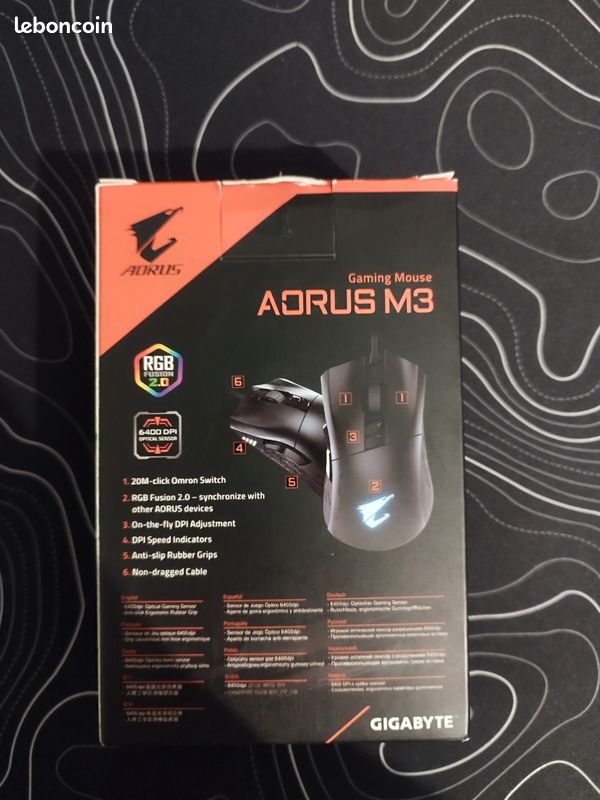Souris gaming Aorus M3 et tapis de souris Aorus AMP500 (image 2)