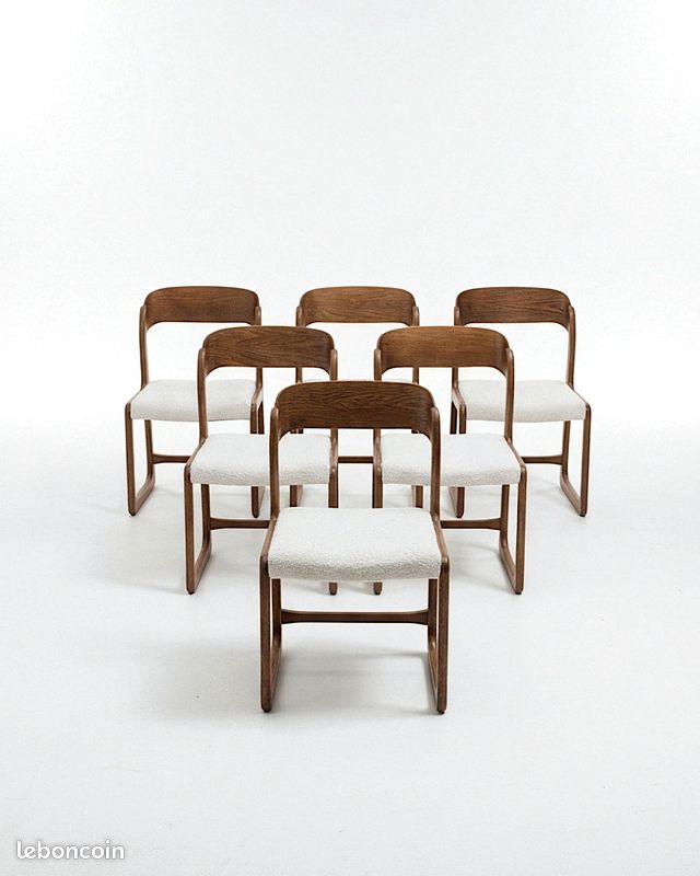 Lot de 6 chaises Baumann Traîneau vintage des années 60/70 (image 1)