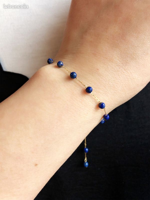 Bracelet ajustable chaine fine minis pierres semi-précieuses