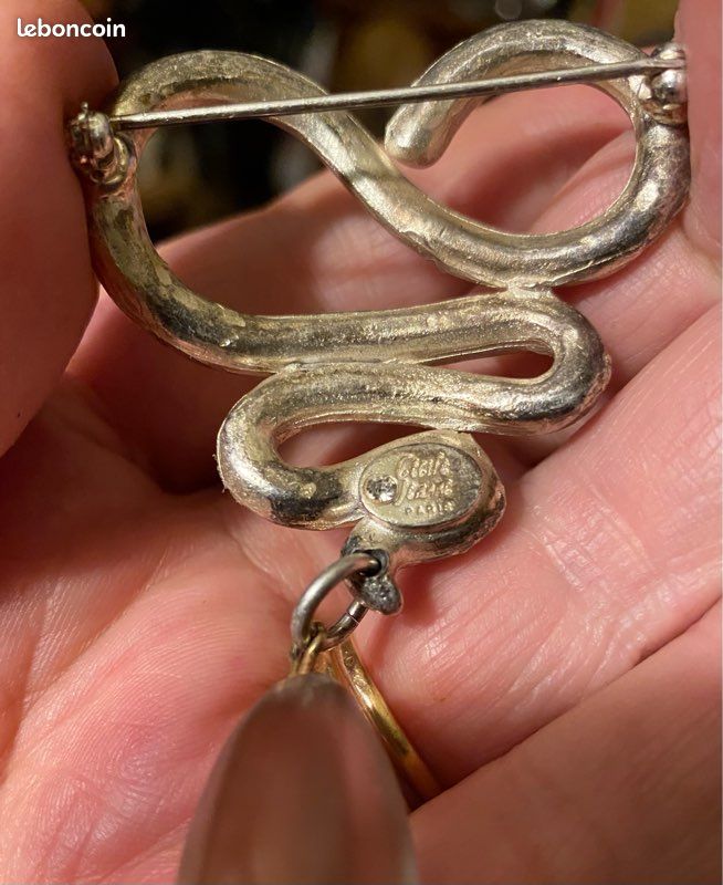 Cecile Jeanne Broche Trèfle Émail Plaqué Or Vintage Femme