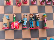 Jeu d'échecs folklorique brésilien Terre cuite peinte