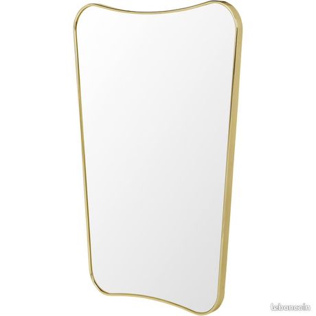 Grand Miroir Mural GUBI FA 33 - 70x146 Cm, Finition Laiton Noir, Design Italien