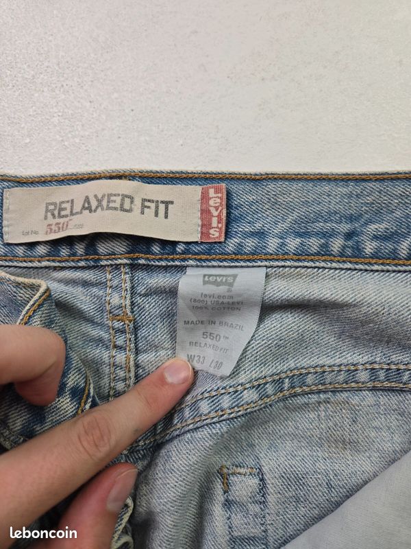 Jean Levi's 550 bleu taille W33 coupe ample relaxed fit vintage made in Brazil (T405) (image 7)