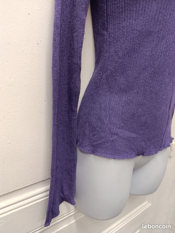 Pull Fille Vintage Violet Pailletté - Boutons Strass - Taille 15-16 Ans - Très Bon état