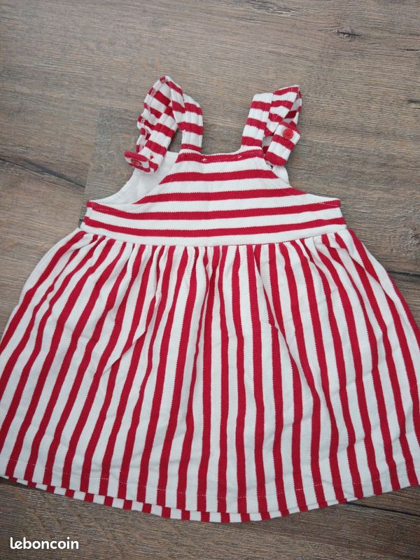 Robe été rayures rouges et blanches DPAM 12 mois (image 3)