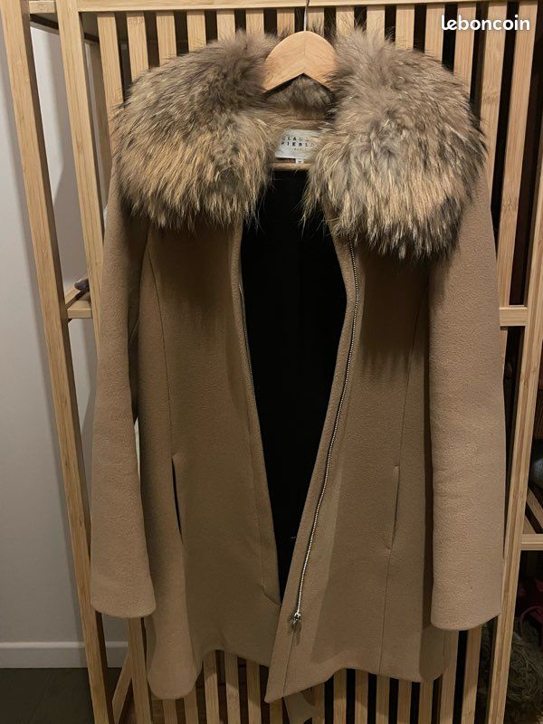 Manteau Claudie Pierlot 100% Agneau - Taille 38 - Couleur Beige - Neuf Jamais Porté Sans Étiquettes