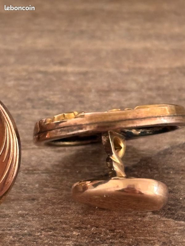 Boutons De Manchette Vintage Art Nouveau Tête Femme - Plaqué Or, Rares (réf. C166)
