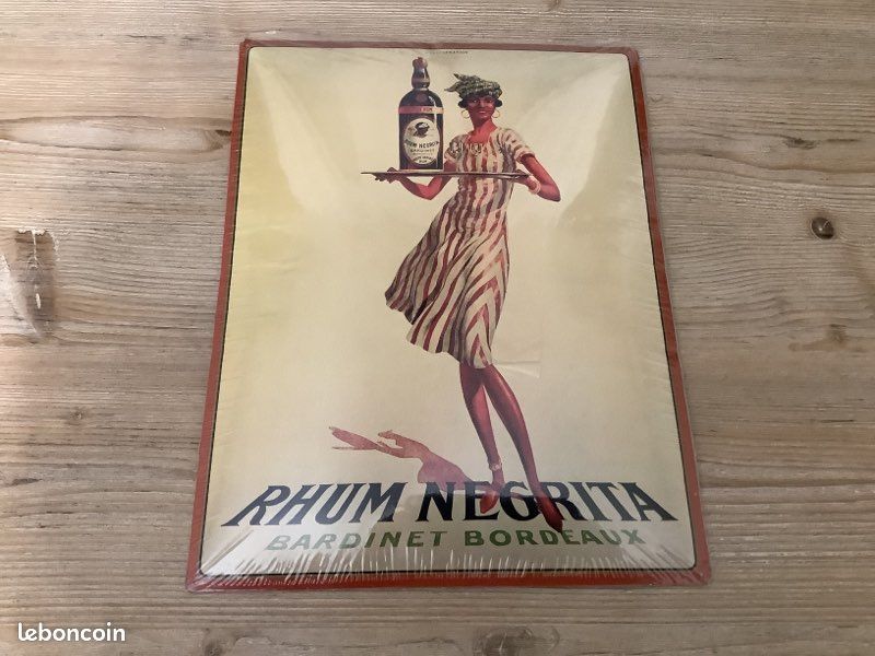 Plaque Métal Vintage Rhum Negrita - Déco Rétro 15x21 Cm - Style Ancien émaillé
